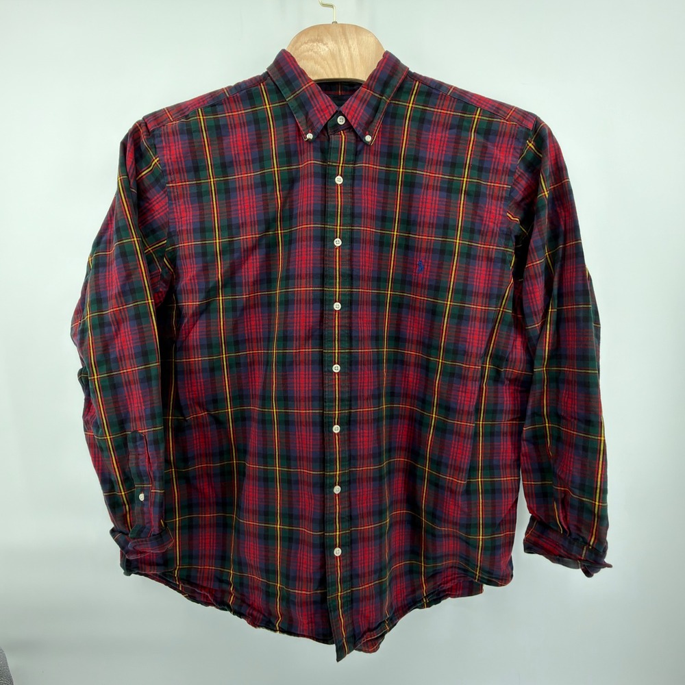 Polo Ralph Lauren Button Down Mens 2XB Big & Tall Red Green Blue Yellow Plaid